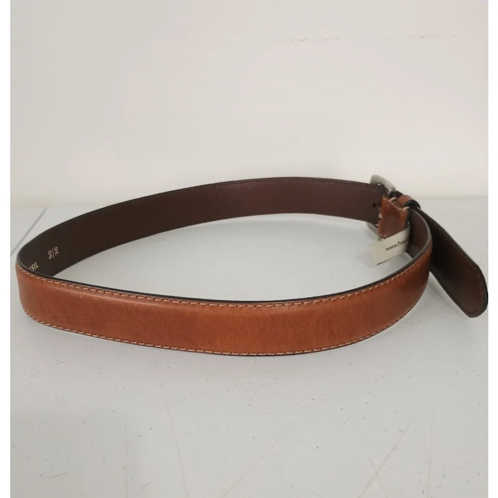 Fossil MB125520036 Brown Leather Belt 90/36 Silver Buckle